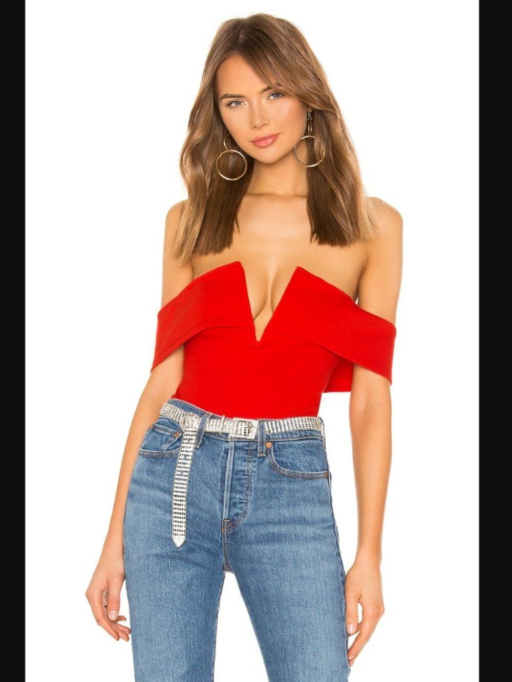 NWOT Superdown Aaliyah Deep V Bodysuit | Size XS